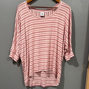 CAbi Pink & Cream Striped Dolman-Sleeve Tunic